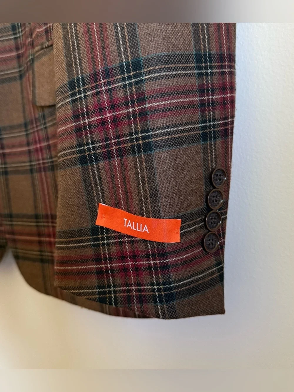 NWT Tallia Men's Camel Plaid l Blazer Sport Coat Suit Jacket 44R $295 retail